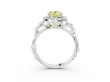 White gold Fancy Yellow Oval  Cut Halo Diamond Ring with Scrollwork Band and Four-Prong Setting_119