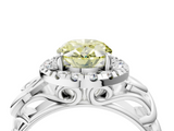 White gold Fancy Yellow Oval  Cut Halo Diamond Ring with Scrollwork Band and Four-Prong Setting_120