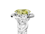 White gold Fancy Yellow Oval  Cut Halo Diamond Ring with Scrollwork Band and Four-Prong Setting_121