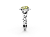 White gold Fancy Yellow Oval  Cut Halo Diamond Ring with Scrollwork Band and Four-Prong Setting_87