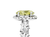 White gold Fancy Yellow Oval Cut Halo Diamond Solitaire with Filigree Band and Four-Prong Setting_17