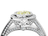 White gold Fancy Yellow Oval Cut Halo Diamond Split Shank Pave Ring_4