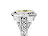 White gold Fancy Yellow Oval Cut Halo Diamond Split Shank Pave Ring_5
