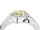 White gold Fancy Yellow Oval Cut Halo Diamond Split Shank Ring with Prong Setting_10