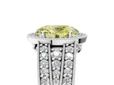 White gold Fancy Yellow Oval Cut Halo Diamond Split Shank Ring with Prong Setting_11
