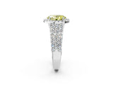 White gold Fancy Yellow Oval Cut Halo Pavé Diamond Engagement Ring with Split Shank and Four-Prong Setting_5
