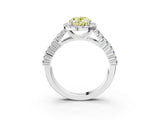 White gold Fancy Yellow Oval Cut Halo Pavé Diamond Engagement Ring with Split Shank and Four-Prong Setting_6
