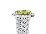 White gold Fancy Yellow Oval Cut Halo Pavé Diamond Engagement Ring with Split Shank and Four-Prong Setting_8