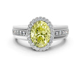 White gold Fancy Yellow Oval  Cut Halo Pave Band Four-Prong Ring_49