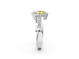 White gold Fancy Yellow Oval  Cut Halo Pave Band Four-Prong Ring_51