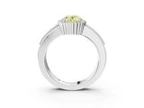 White gold Fancy Yellow Oval  Cut Halo Pave Band Four-Prong Ring_52