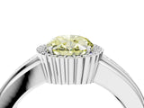 White gold Fancy Yellow Oval  Cut Halo Pave Band Four-Prong Ring_53
