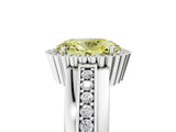 White gold Fancy Yellow Oval  Cut Halo Pave Band Four-Prong Ring_54
