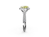 White gold Fancy Yellow Oval  Cut Halo Pave Band Four-Prong Setting Ring_39