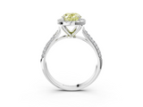White gold Fancy Yellow Oval  Cut Halo Pave Band Four-Prong Setting Ring_40