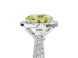 White gold Fancy Yellow Oval  Cut Halo Pave Band Four-Prong Setting Ring_41