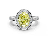 White gold Fancy Yellow Oval  Cut Halo Pave Split Shank Prong Setting Ring_32