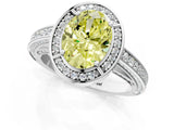 White gold Fancy Yellow Oval  Cut Halo Pave Split Shank Prong Setting Ring_33