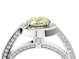 White gold Fancy Yellow Oval  Cut Halo Pave Split Shank Prong Setting Ring_36