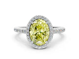 White gold Fancy Yellow Oval Cut Halo Round Diamond Pavé Band with Four-Prong Setting_27