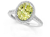 White gold Fancy Yellow Oval Cut Halo Round Diamond Pavé Band with Four-Prong Setting_28