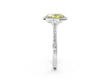 White gold Fancy Yellow Oval Cut Halo Round Diamond Pavé Band with Four-Prong Setting_29