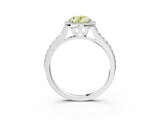 White gold Fancy Yellow Oval Cut Halo Round Diamond Pavé Band with Four-Prong Setting_42