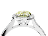 White gold Fancy Yellow Oval Cut Halo Round Diamond Pavé Band with Four-Prong Setting_43