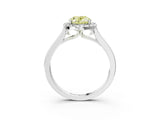 White gold Fancy Yellow Oval Cut Halo Round Diamond Solitaire Ring with Pavé Band and Four-Prong Setting_3