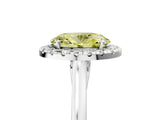 White gold Fancy Yellow Oval Cut Halo Round Diamond Solitaire Ring with Pavé Band and Four-Prong Setting_5