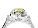 White gold Fancy Yellow Oval Cut Halo Round Diamond Twist Band with Four-Prong Setting_28