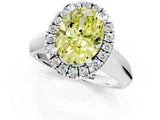 White gold Fancy Yellow Oval  Cut Halo Solitaire Engagement Ring with Square Band and Four-Prong Setting_121