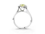 White gold Fancy Yellow Oval  Cut Halo Solitaire Engagement Ring with Square Band and Four-Prong Setting_123