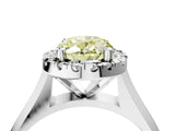 White gold Fancy Yellow Oval  Cut Halo Solitaire Engagement Ring with Square Band and Four-Prong Setting_124