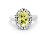 White gold Fancy Yellow Oval  Cut Halo Solitaire Engagement Ring with Square Band and Four-Prong Setting_126