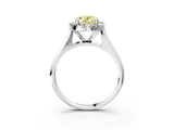 White gold Fancy Yellow Oval  Cut Halo Solitaire Engagement Ring with Square Band and Four-Prong Setting_129
