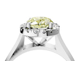White gold Fancy Yellow Oval  Cut Halo Solitaire Engagement Ring with Square Band and Four-Prong Setting_130