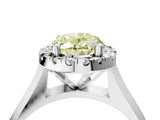 White gold Fancy Yellow Oval  Cut Halo Solitaire Engagement Ring with Square Band and Four-Prong Setting_16