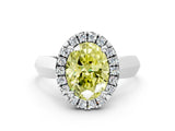 White gold Fancy Yellow Oval  Cut Halo Solitaire Engagement Ring with Square Band and Four-Prong Setting_84