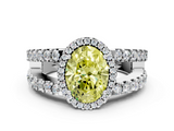 White gold Fancy Yellow Oval  Cut Halo Split Shank Diamond Ring with Four-Prong Setting_45