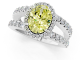 White gold Fancy Yellow Oval  Cut Halo Split Shank Diamond Ring with Four-Prong Setting_46