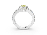 White gold Fancy Yellow Oval  Cut Halo Split Shank Diamond Ring with Four-Prong Setting_48