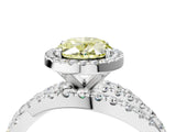 White gold Fancy Yellow Oval  Cut Halo Split Shank Prong Setting Ring_18