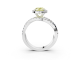 White gold Fancy Yellow Oval  Cut Halo Split Shank Prong Setting Ring_60