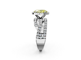 White gold Fancy Yellow Oval  Cut Halo Split Shank Prong Setting Ring_60