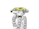 White gold Fancy Yellow Oval  Cut Halo Split Shank Prong Setting Ring_62