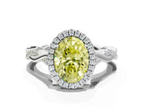 White gold Fancy Yellow Oval Cut Halo Twist Band with Four-Prong Setting_72
