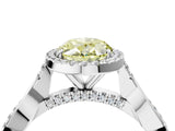 White gold Fancy Yellow Oval Cut Halo Twist Band with Four-Prong Setting_76