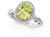 White gold Fancy Yellow Oval  Cut Halo Twisted Band Four-Prong Ring_20