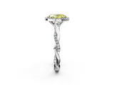 White gold Fancy Yellow Oval  Cut Halo Twisted Band Four-Prong Ring_22